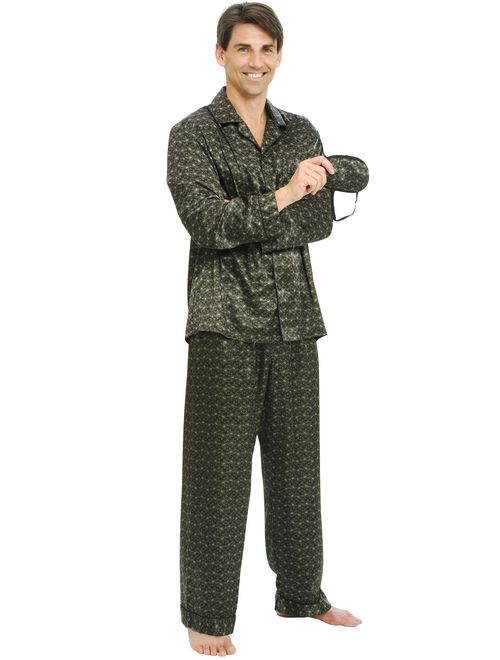 Buy Alexander Del Rossa Men's Button Down Satin Pajama Set with Sleep ...