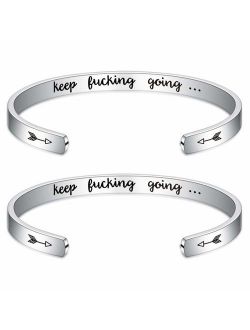 M MOOHAM Bracelets for Women Personalized Gifts - Engraved Quote Inspirational Bracelet Birthday Christmas Funny Gifts