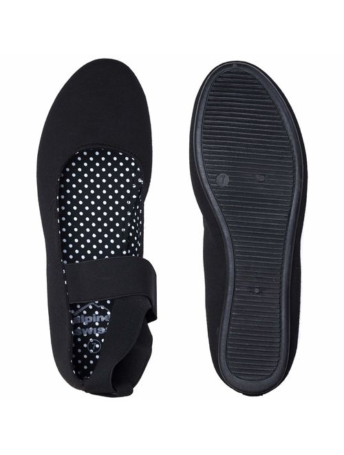 alpine swiss Peony Womens Ballet Flats Elastic Ankle Strap Shoes Slip On Loafers