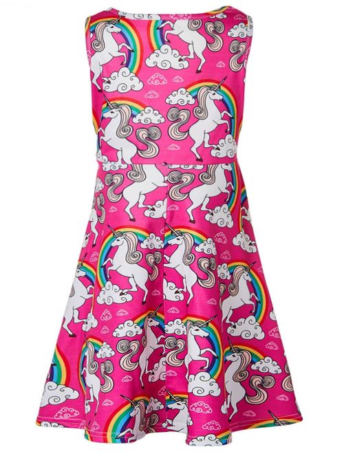 BFUSTYLE Girl Print Dress Sleeveless Casual Floral Sundress for Girls 4-13 Years