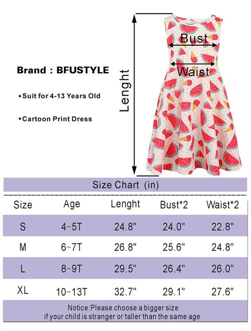 BFUSTYLE Girl Print Dress, Sleeveless Casual Floral Sundress for Girls 4-13 Years