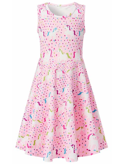 BFUSTYLE Girl Print Dress, Sleeveless Casual Floral Sundress for Girls 4-13 Years