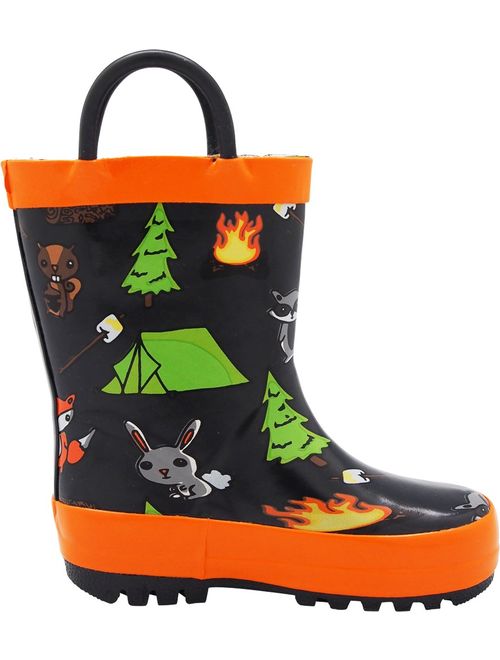 NORTY Waterproof Rubber Rain Boots for Girls & Boys - Toddlers & Big Kids - Solid & Printed Rainboots