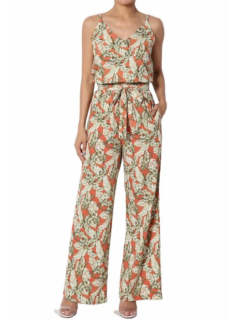 TheMogan Sleeveless Striped Crossover V Neck Tie Open Back Wide Leg Jumpsuit