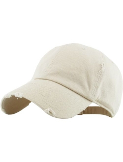 KBETHOS Vintage Washed Distressed Cotton Dad Hat Baseball Cap Adjustable Polo Trucker Unisex Style Headwear