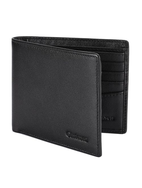Mens Genuine Leather Bifold Wallet with 2 ID Window and RFID Blocking