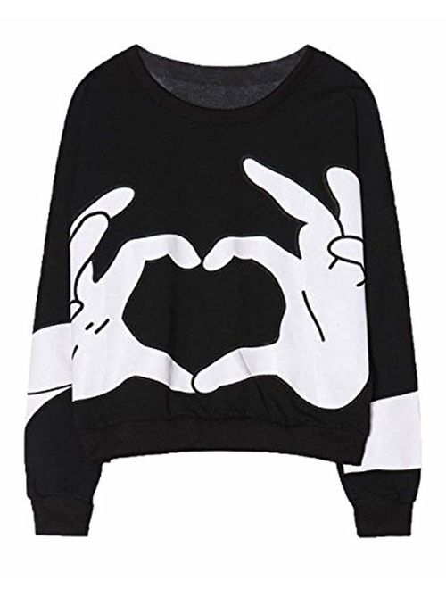 Ancia Girls Teens Womens Cute Sweetshirt Pullover Sweater Long Sleeve