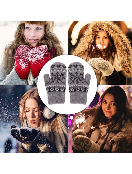 Arctic Paw Women's Snowflake Winter Knit Mittens - Set of 2 Paris