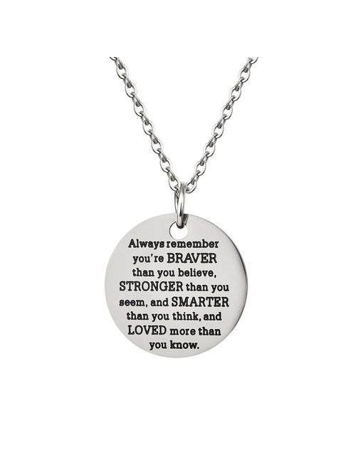 Inspirational Jewelry Necklace Gift for Women Girls by AnalysisyLove - You are Braver Stronger Smarter Than You Think