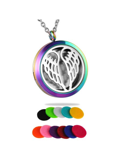 HooAMI Aromatherapy Essential Oil Diffuser Necklace Personalized Family Birthstone Heart Necklaces Custom Made with Any Names