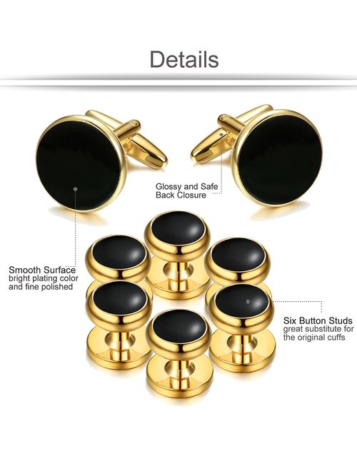 ORAZIO Mens Classic Cufflinks and Studs Set for Tuxedo Formal Kit Business or Wedding Shirts