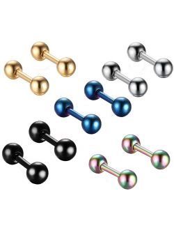 Tanyoyo 4mm Surgical Stainless Steel Ear Piercing Studs Earrings sets 5-6 Pair Mixed Colors High Polished 16G