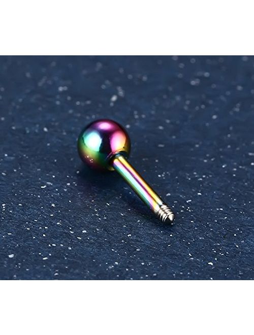 Tanyoyo 4mm Surgical Stainless Steel Ear Piercing Studs Earrings sets 5-6 Pair Mixed Colors High Polished 16G