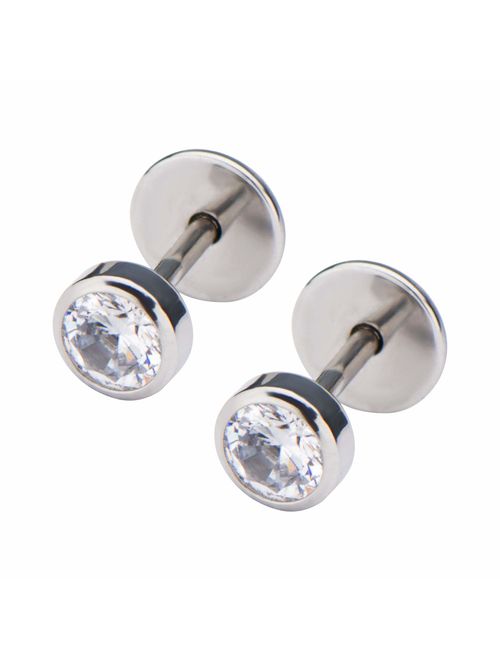 ComfyEarrings CZ Crystal Bezel Stud Earrings