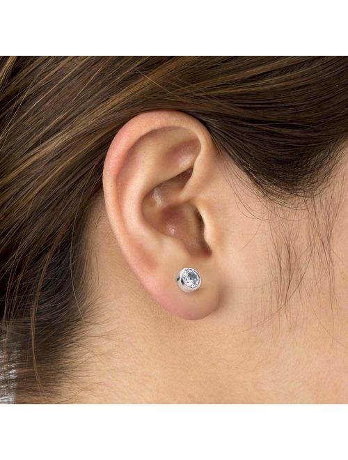ComfyEarrings CZ Crystal Bezel Stud Earrings