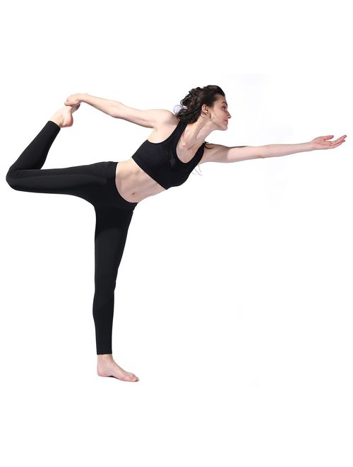 SEKERMAET Workout Leggings Yoga Pants, Gym Athletic Tights for Women Mid Waist Seamless Running Sports Flex Black Grey Teal
