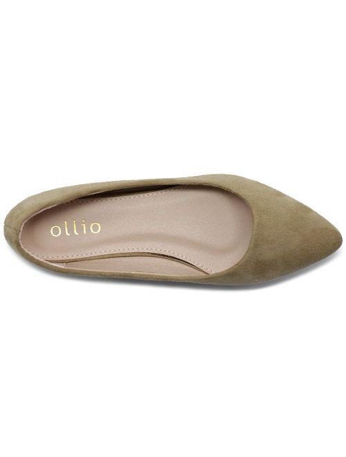 Ollio Women's Ballet Comfort Light Faux Suede Multi Color Shoe Flat
