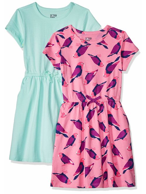 Amazon Brand - Spotted Zebra Girls' Toddler & Kids 2-Pack Knit Short-Sleeve Cinch Waist Dresses