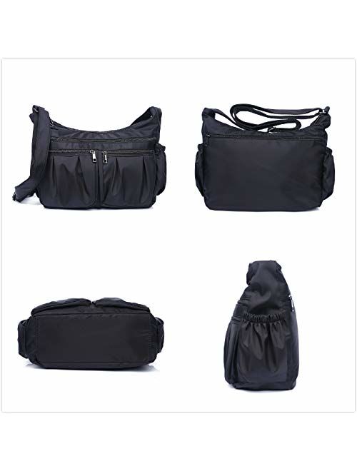 RFID Blocking Crossbody Bags for Women Lightweight Nylon Shoulder Bag Water Resistant Travel Purses Multi Pocket Work Bag