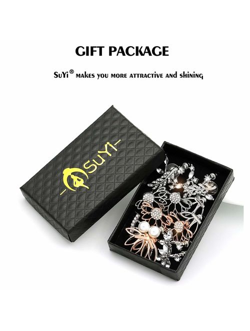 Suyi Fashion Hollow Lotus Flower Earrings Crystal Simple Chic Stud Earrings Set