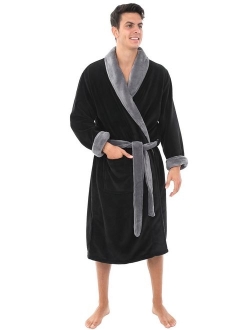 Men's Warm Fleece Robe Plush Bathrobe