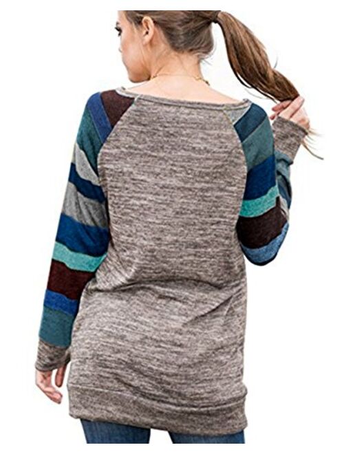 HARHAY Women's Cotton Knitted Long Sleeve Lightweight Tunic Sweatshirt Tops