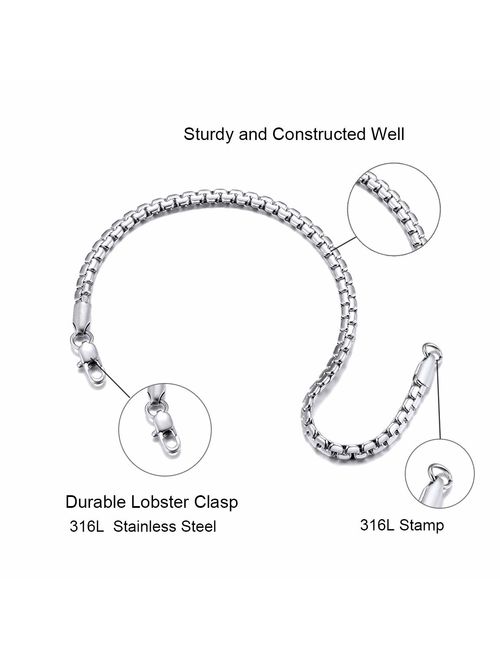 ChainsPro Men/Women Box/Wheat/Twist Rope Chain Bracelet, 4/6mm Width, 20/22CM, 316L Stainless Steel/18K Gold Plated (Send Gift Box