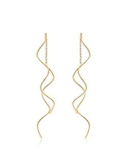 Acefeel Fresh Style Exquisite Threader Dangle Earrings Curve Twist Shape for Women's Gift E158