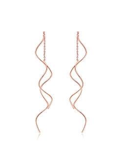 Acefeel Fresh Style Exquisite Threader Dangle Earrings Curve Twist Shape for Women's Gift E158