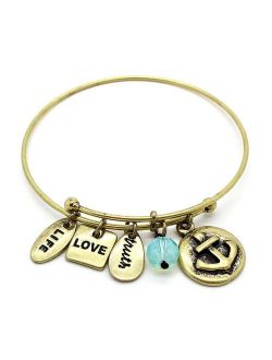 KIS-Jewelry 'Symbology' Inspirational Bracelets | Expandable Wire Charm Bracelets for Women | Gift for Women