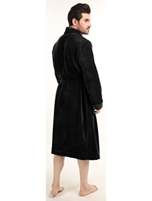 NY Threads Luxurious Men's Shawl Collar Fleece Bathrobe Spa Robe