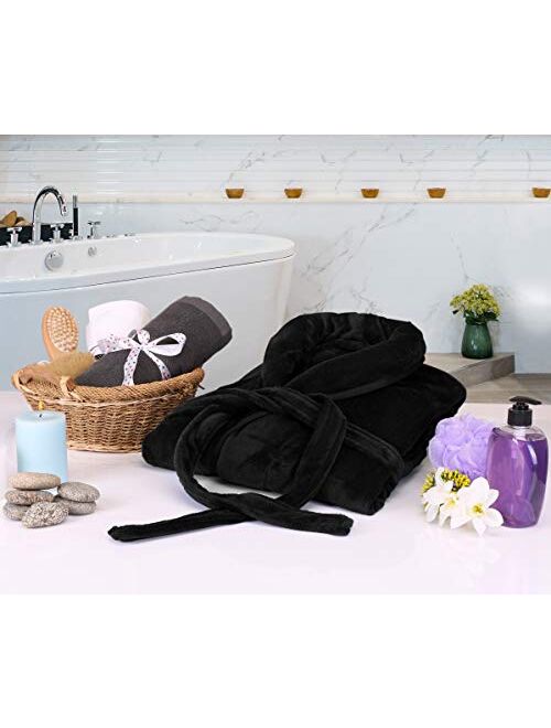 NY Threads Luxurious Men's Shawl Collar Fleece Bathrobe Spa Robe