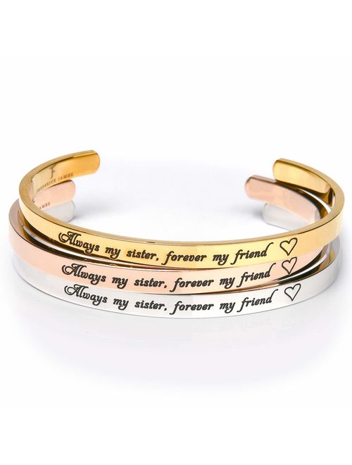 FJ FREDERICK JAMES Sister Gifts from Sister Bracelet - Always My Sister, Forever My Friend - Perfect Sister Birthday idea | Bangle | Jewelry