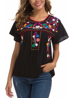 YZXDORWJ Women's Embroidered Mexican Peasant Blouse