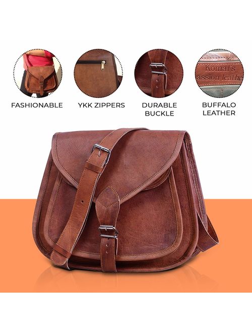 KPL Leather Purse Women Shoulder Bag Crossbody Satchel Ladies Tote Travel Purse by Komal's Passion Leather (12 Inch)