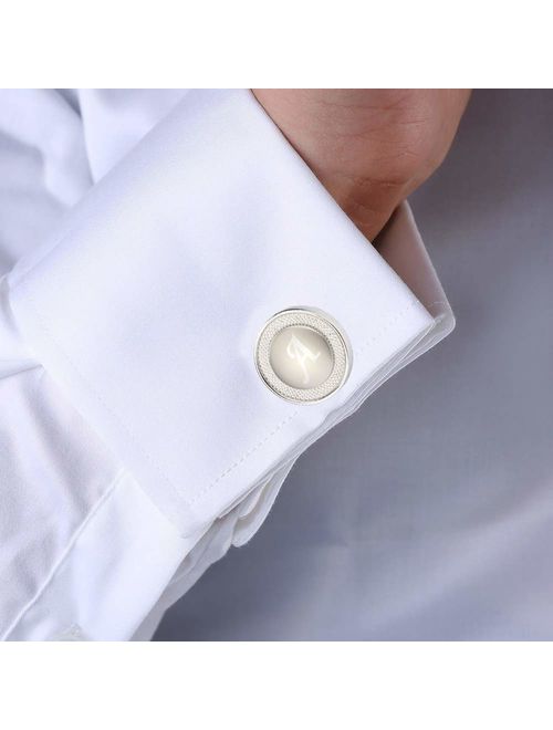 GWD Cufflinks for Men Shirt Premium Quality Personalized Initials Alphabet A-Z Gift Box