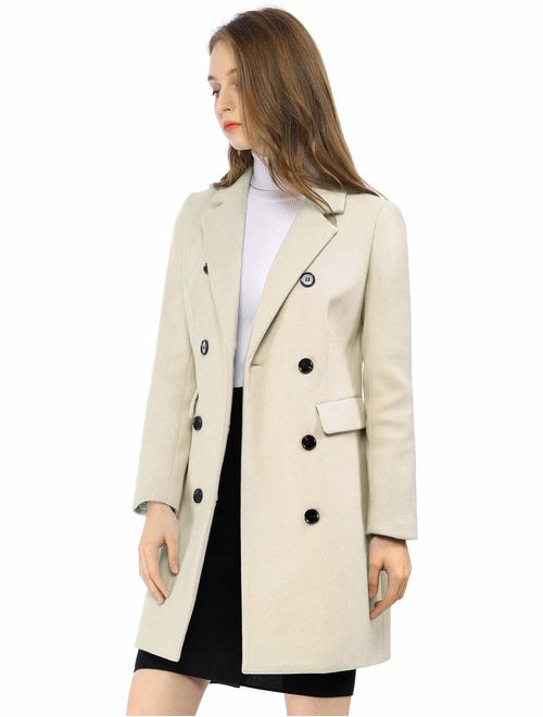 Buy Allegra K Women's Winter Coat Elegant Notched Lapel Double Breasted ...