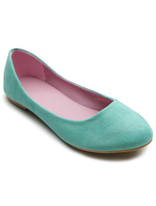 Ollio Womens Shoe Ballet Light Faux Suede Low Heels Flat