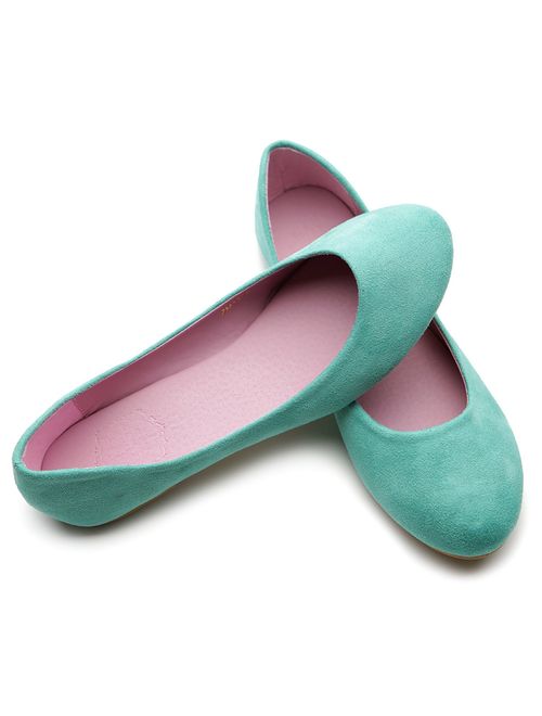 Ollio Womens Shoe Ballet Light Faux Suede Low Heels Flat