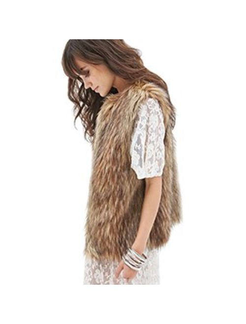 Tanming Women's Fashion Autumn and Winter Warm Short Faux Fur Vests