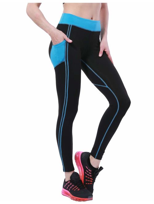 OVESPORT Women's Yoga Pants with Pockets High Waist Active Workout Leggings for Running Sports Fitness Gym