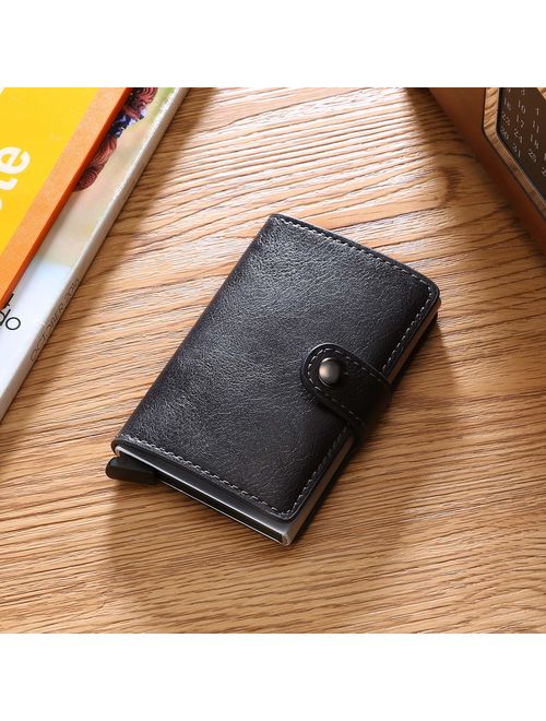 Credit Card Holder RFID Blocking Genuine Leather Vintage Aluminum Business Wallet