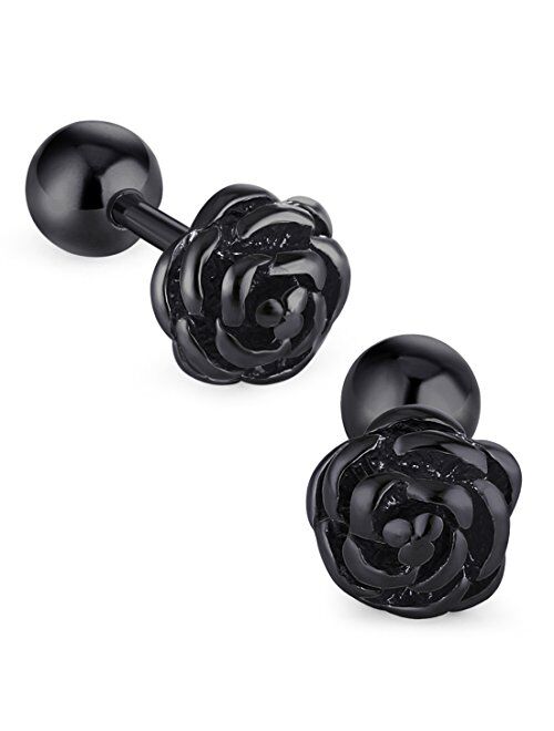 Cottvott Flowers Surgical Steel Earrings Studs for Womens Gold Black