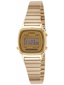 Women's LA670WGA-9 Gold Stainless-Steel Quartz Watch with Digital Dial