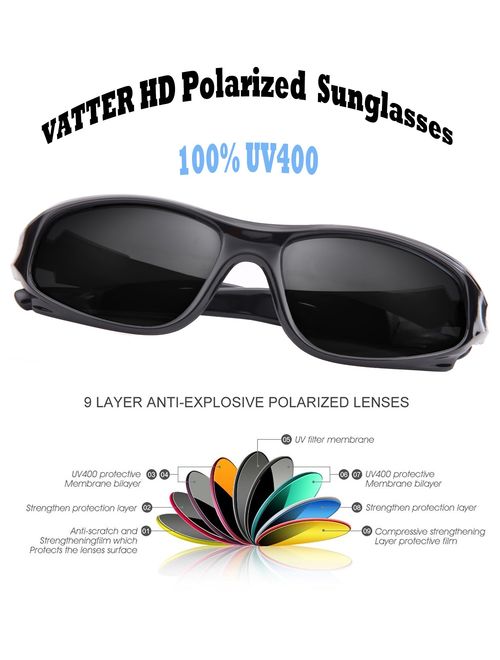 VATTER TR90 Unbreakable Polarized Sport Sunglasses For Kids Boys Girls Youth
