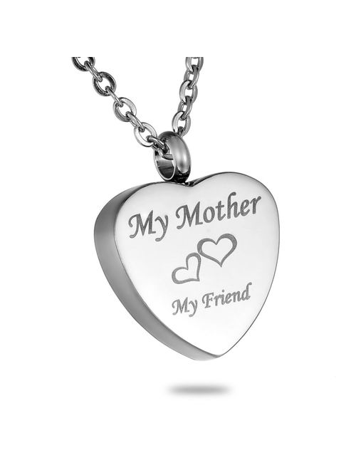 HooAMI Cremation Jewelry for Ashes My Family My Friend Heart Urn Necklace Memorial Pendant