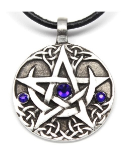 Trilogy Jewelry Pewter Lunar Pentagram with 3 Swarovski Crystals for Birthday on Leather Necklace