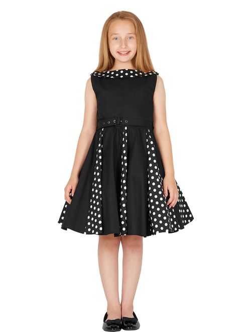 BlackButterfly Kids 'Alexia' Vintage Polka Dot 50's Girls Dress