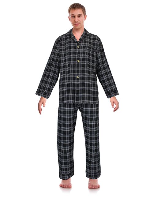 RK Classical Sleepwear Men's 100% Cotton Flannel Pajama Set