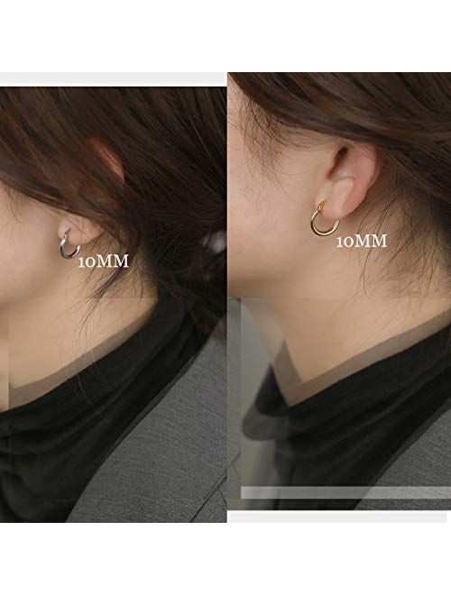 Jstyle 3 Pairs Stainless Steel Hoop Earrings for Women Huggie 10MM-20MM
